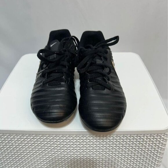 Nike Tiempo soccer cleats. Black and white. Size youth 1. Unisex. “Outdoor” - Picture 2 of 10